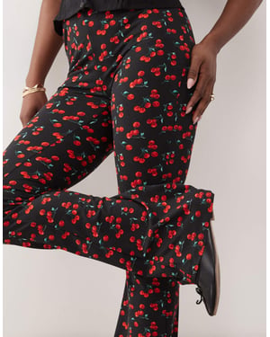 Noisy May flare trouser in cherry print