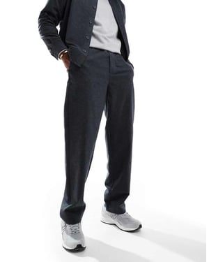 ONLY & SONS loose fit flannel trouser co-ord in charcoal