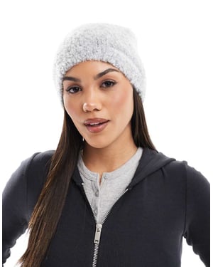 Tommy Jeans teddy beanie in silver grey