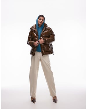 Topshop Baggy high rise Baggy clear coated jean in sand