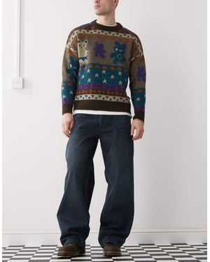 Weekday Sphere låg midja baggy jeans i mörkblå tvätt