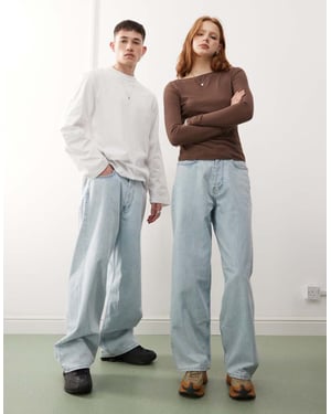 Weekday Astro unisex lågt skurna baggy jeans i ljusblå
