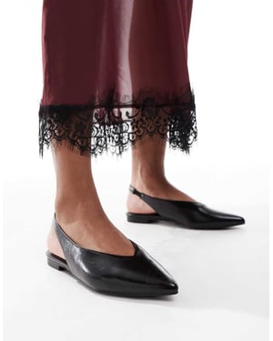 schuh Snörning slingback platta skor i svart