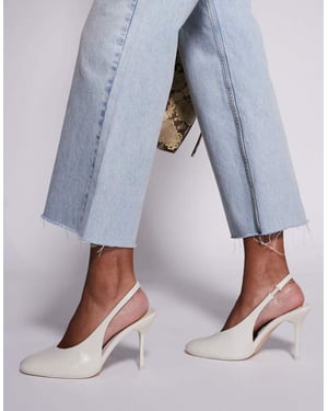 Public Desire Tilapia hög vrist slingback klackskor i krämfärg