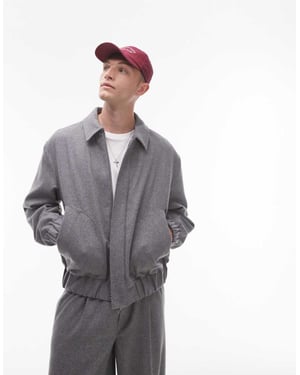 Topman premium wool mix harrington in grey