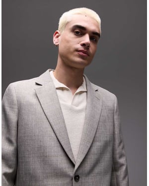 Topman relaxed textured suit jacket in stone