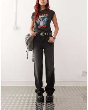 Noisy May Pixie high waist boyfriend jeans in washed black