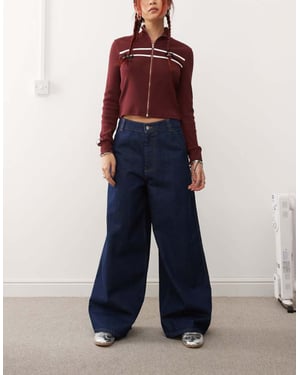 COLLUSION wide leg seam detail jeans in indigo