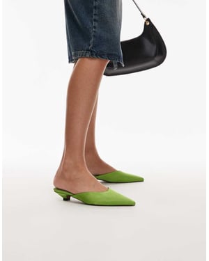 Topshop Dakota courtsko med kittenheel i grön satäng