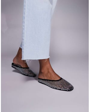 Simmi London Luz mule i svart diamante mesh