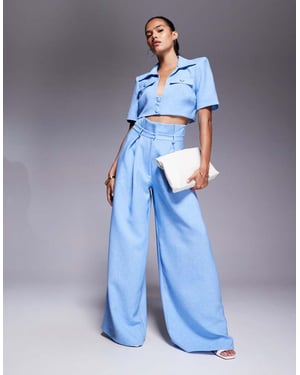 ASOS LUXE co-ord cropped tailored shirt in light blue