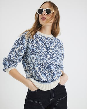River Island Womens Jumper Blue Paisley Jacquard