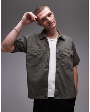 Dickies Unionville boxy fit arbets skjorta i khaki grön