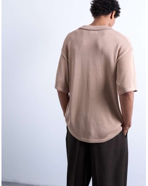Topman relaxed button through shirt in stone
