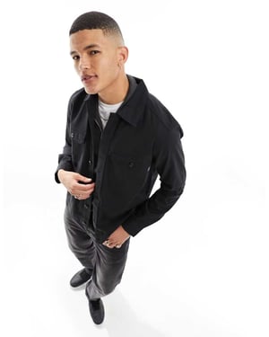 ONLY & SONS worker overshirt in black