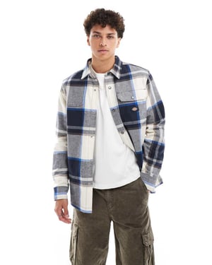 Dickies Nimmons stor rutig skjorta i off-white och grå multifärgad