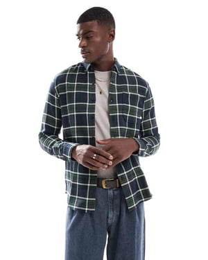 Farah Marcelo check longsleeve shirt in navy