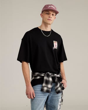 River Island Mens T-Shirt Real Hackney Dave Black New York