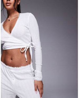 Oh Polly relaxed lounge trouser co-ord in white