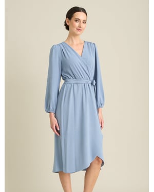 Peyton Bow Wrap Long Sleeve Midi Dress