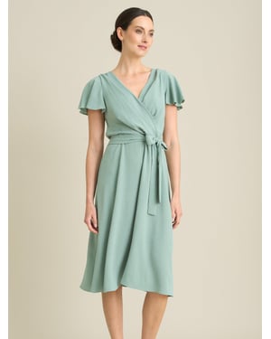 Peppa Tie Waist V Neck Faux Wrap Dress