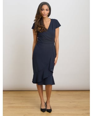 Marinella Ruffle Hem Crepe Dress