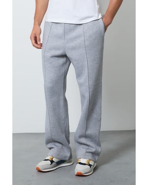 Grey Marl Pintuck Straight Leg Joggers