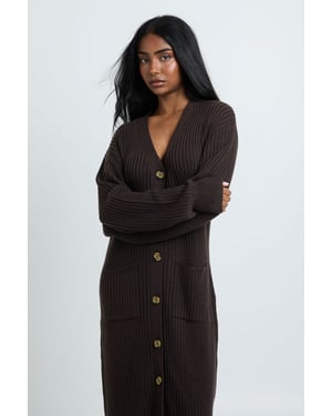 Soft Knit Button Through Midi Knitted Dress