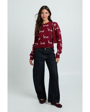Ho Ho Ho All Over Print Crop Christmas Jumper