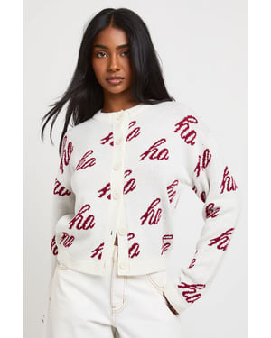 Oversized Ho Ho Ho Chrismtas Cardigan