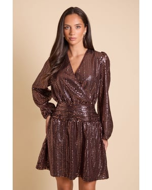DP Luxe Linear Sequin Wrap Front Mini Dress