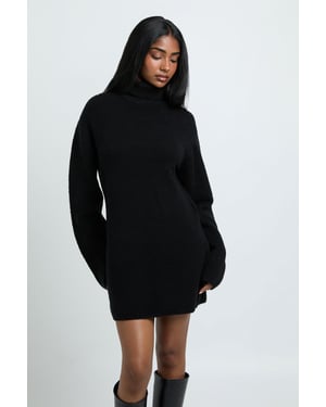 Petite Roll Neck Chunky Knit Mini Dress