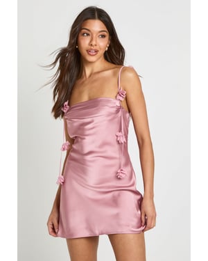 Strappy Chiffon Flower Detail Mini Dress