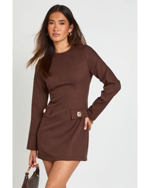 Tailored A Line Mini Dress With Long Sleeves