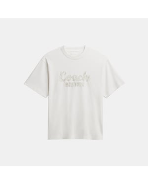 Cursive Coach Embroidered T-Shirt In Organic Cotton