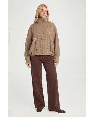 Tonal Check Wool Look Jacket