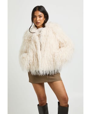Petite Shaggy Faux Fur Jacket