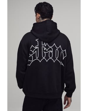 Tall Black Oversized Star Printed Hoodie