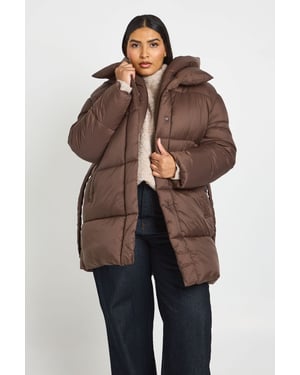 Plus Hooded Belted Puffer Jacket
