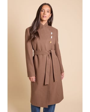 Funnel Neck Belted Coat