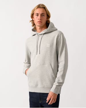 Long Sleeve Logo Detail Hoodie in Silver