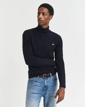 Regular Fit Long Sleeve Logo Detail Jumper in Navy