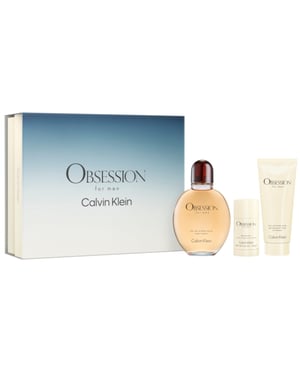 Calvin Klein Obsession for Men Gift Set, 125ml Eau de Toilette, 100ml Hair and Body Shower Gel, 75g Deodorant Stick