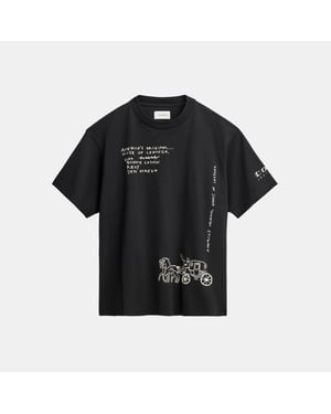 Sketch Horse And Carriage Relaxed T-Shirt In Organic Cotton