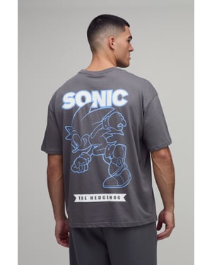 Oversized Sonic Graphic License Print T-Shirt