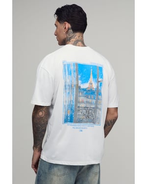 Tall White Oversized Paris Photographic Print T-Shirt