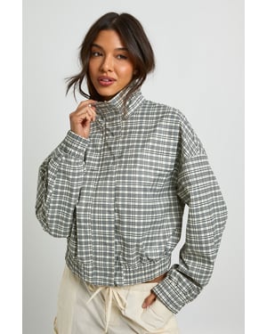 Check Funnel Neck Jacket
