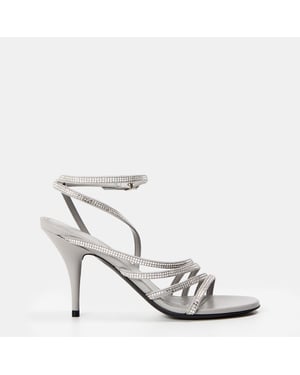 Women's Balenciaga Sculptural Heeled Sandals in Crystal