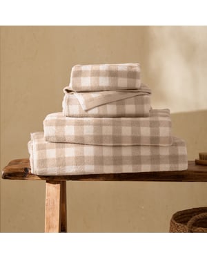Yard Barton Gingham Check Bath Sheet, Natural