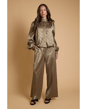 Petite Polka dot Satin Back Crepe Wide Leg Trouser